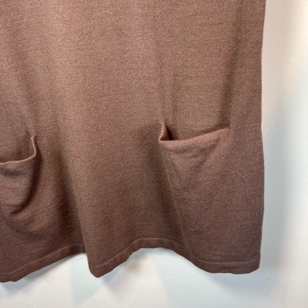 Lulu-B Tunic Sweater Shirt Brown Front Pockets Lightweight Neutral NEW Sz Medium - Picture 7 of 14